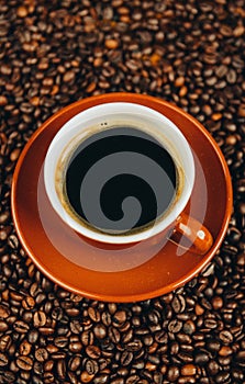 Coffee cup and beans background