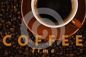 Coffee cup and beans background