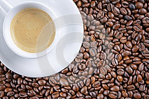 Coffee cup beans background