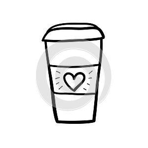 Coffee cup black and white with heart