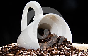 Coffee cup with caffee beans