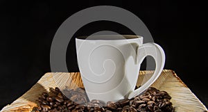 Coffee cup with caffee drops