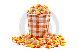 Coffee Cup with Candy Corn Latte Isolated on a White Background