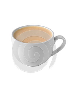 Coffee cup with cappuccino isolated on a white background, template for summer drink menu of cafe and restaurant