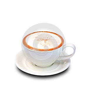 Coffee cup, Cappuccino on white background.