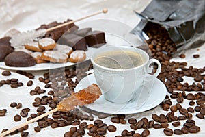 The coffee cup with caramel stick