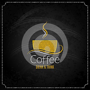 Coffee cup chalk label concept menu