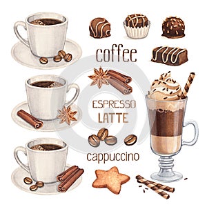 Káva pohár a čokoláda cukroví 