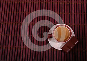 Coffee cup and chocolate on wooden table texture. Coffeebreak