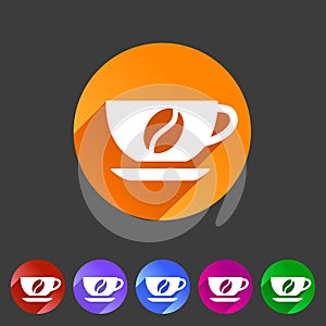 Coffee cup coffee bean icon flat web sign symbol logo label set