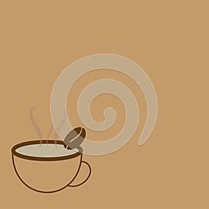 Coffee cup with a coffee bean minimal conceptual