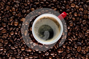 Coffee cup and coffee beans background