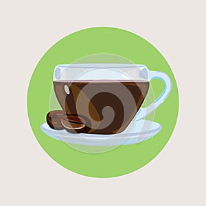 Coffee cup with coffee beans flat design vector