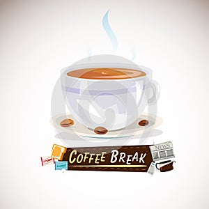Coffee cup. coffee break time concept -