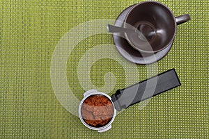 Coffee cup and coffee powder