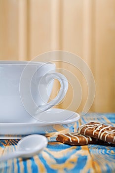 Coffee cup and cookies