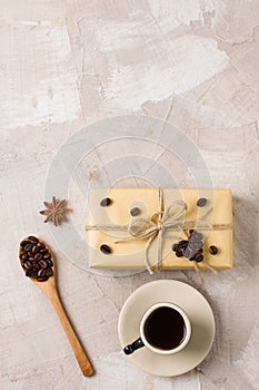 Coffee cup craft gift box spoon with coffee beans anise