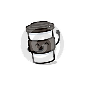 Coffee cup cute kawaii illustration design