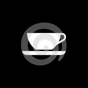 Coffee Cup Empty Icon On Black Background. Black Flat Style Vector Illustration