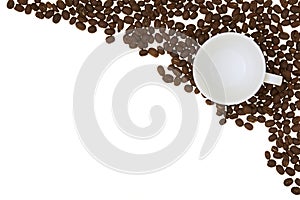 Coffee cup empty With Pile coffee beans