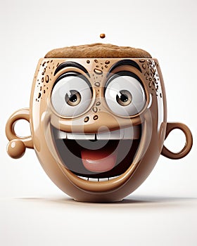 a coffee cup with eyes and a smile on it's face. generative ai