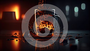 Coffee Cup with Fire on Foody Themed Background Generative AI