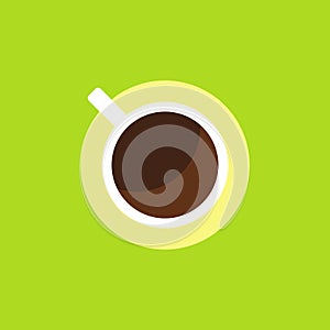 Coffee cup, flat design icon, top view. Vector illustration