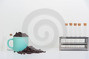 Coffee cup full of coffee beans Realistic coffee beans in Mild green cup isolated on white background