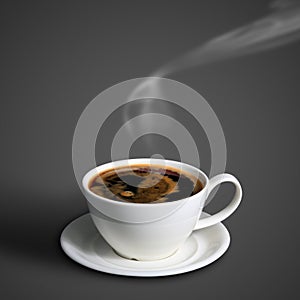 Coffee cup on gray background