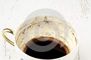 Coffee cup with grounds for fortunetelling from shapes