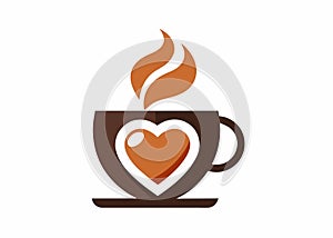 Coffee cup with heart logo design