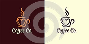 Coffee cup heart logo icon