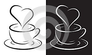 Coffee cup with heart symbol