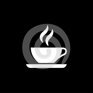 Coffee Cup Icon On Black Background. Black Flat Style Vector Illustration