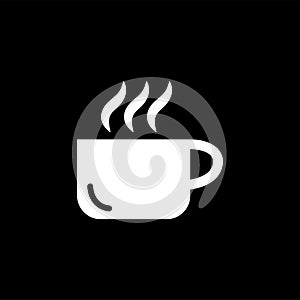 Coffee Cup Icon On Black Background. Black Flat Style Vector Illustration