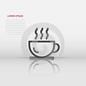 Coffee cup icon in flat style. Hot tea vector illustration on white isolated background. Drink mug business concept