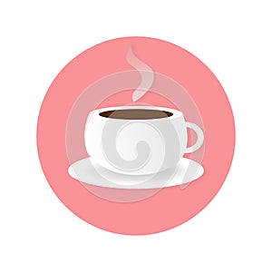 Coffee cup icon isolated on punk background. Vector flat illustration