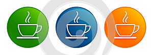 Coffee cup icon liquid design round button set illustration
