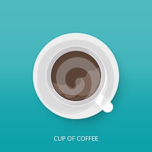 Coffee cup icon in modern flat style. Top view of a cup of coffee with saucer. Vector illustration.
