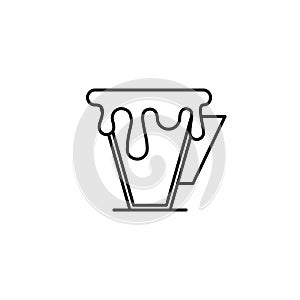 coffee cup icon with overfilled with water on white background. simple, line, silhouette and clean style