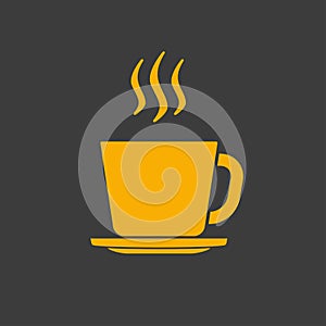 Coffee cup icon with steam. Hot drink logo. Vector illustartion.