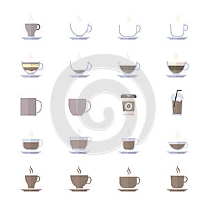 Coffee Cup Icons Set Of Drink Icons Vector Illustration Style Colorful Flat Icons