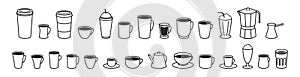 Coffee cup icons set. Coffee To Go. Teacup collection. Hot drink