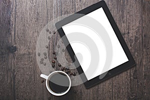 Coffee cup and Ipad photo