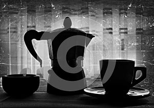 Coffee cup and kettle