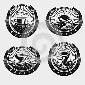 Coffee cup label and icon set. Collection icons coffee. Vector