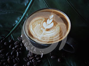 Coffee cup latte art