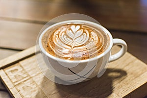 Coffee cup latte art wood