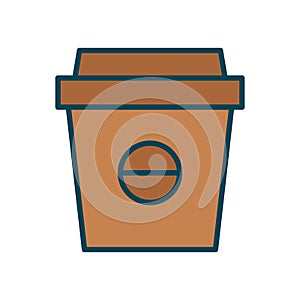 Coffee cup lineal color icon on white background