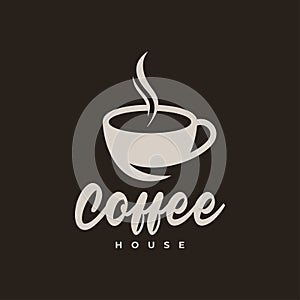 Coffee Cup Logo On Dark Back, Coffee House